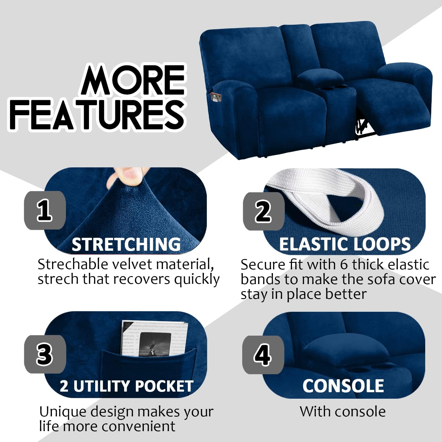 Reclining Love Seat with Middle Console Slipcover