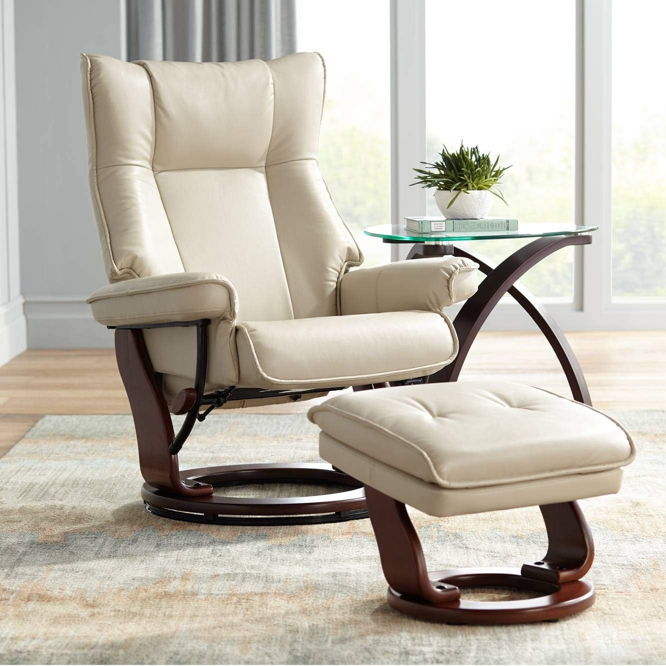 Leather Recliner with Ottoman Chair