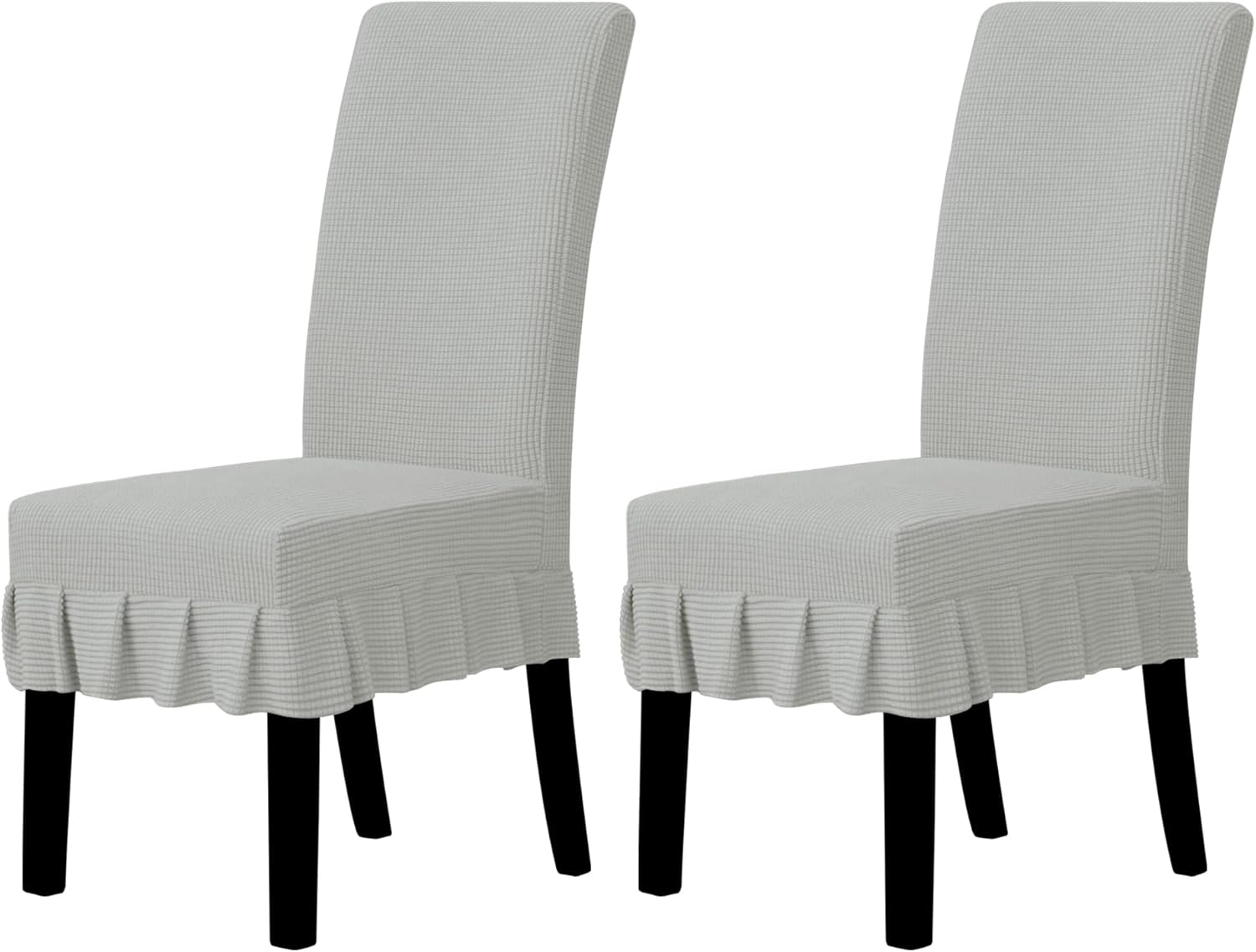 Easy-Going Dining Chair Covers Stretch Parsons Chair Slipcover with Skirt Chair Covers for Dining Room Restaurant Banquet (2 PCS, Light Gray)
