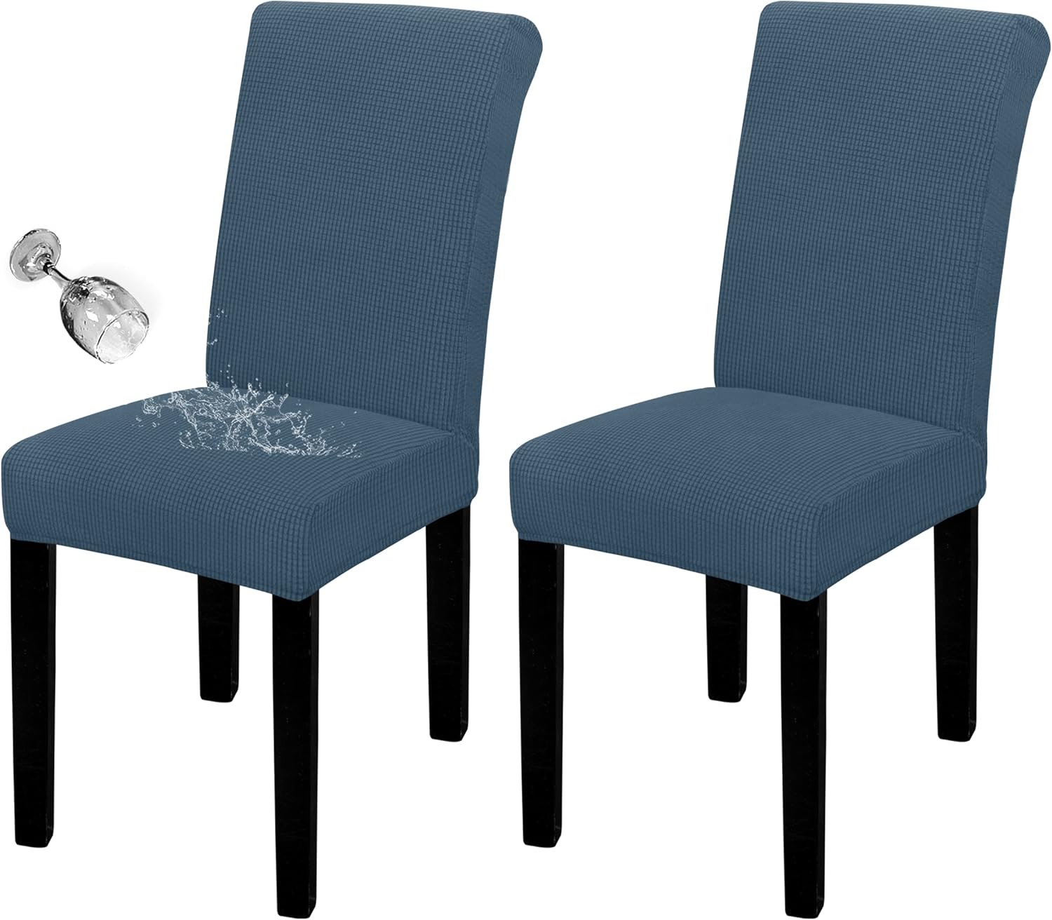 Easy-Going 100% Waterproof Dining Room Chair Cover Set of 6, Stretch Jacquard Parson Chair Slipcover Removable Washable Chair Protector for Home, Restaurant, Banquet (Large, Light Gray)