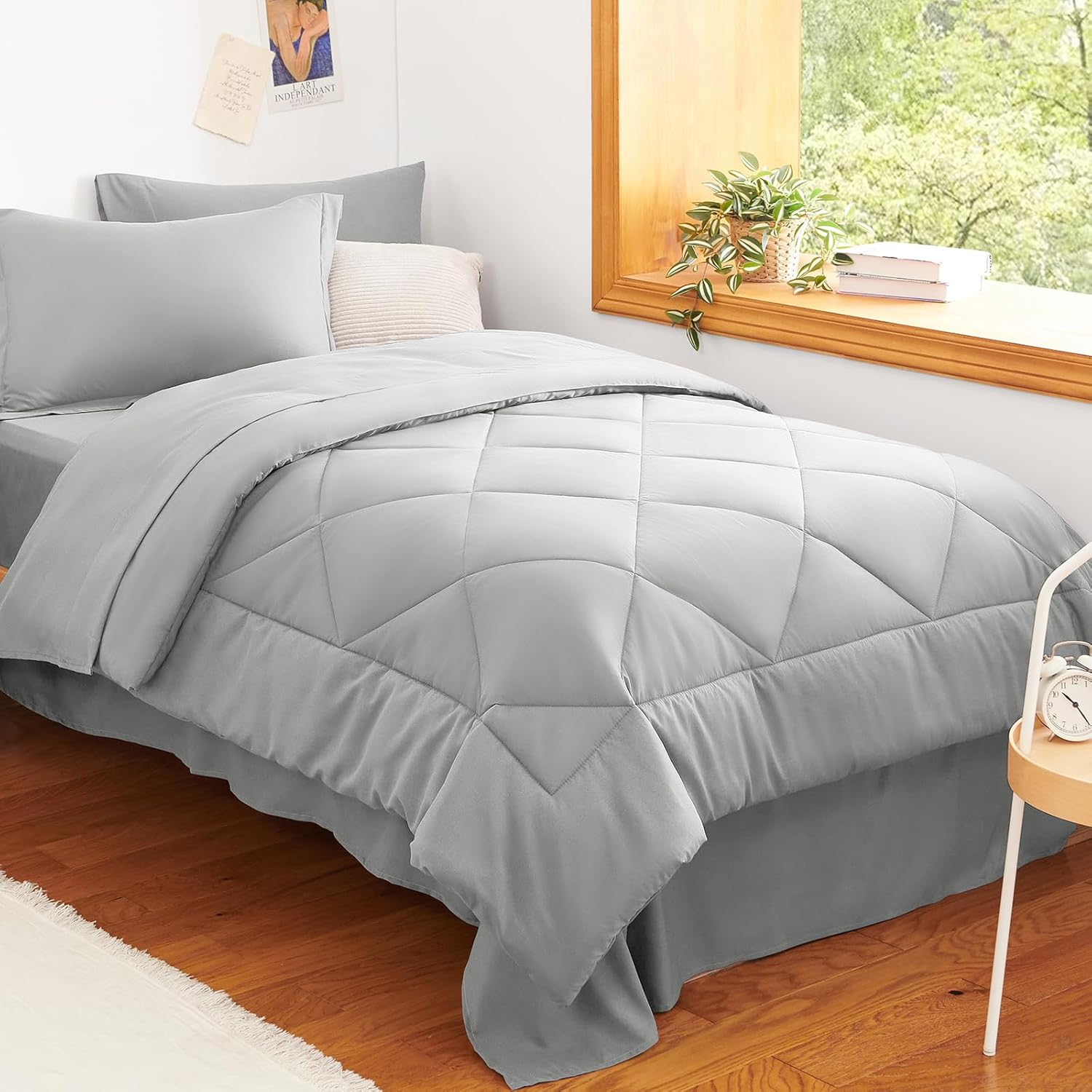 Queen Comforter Set Dark Grey