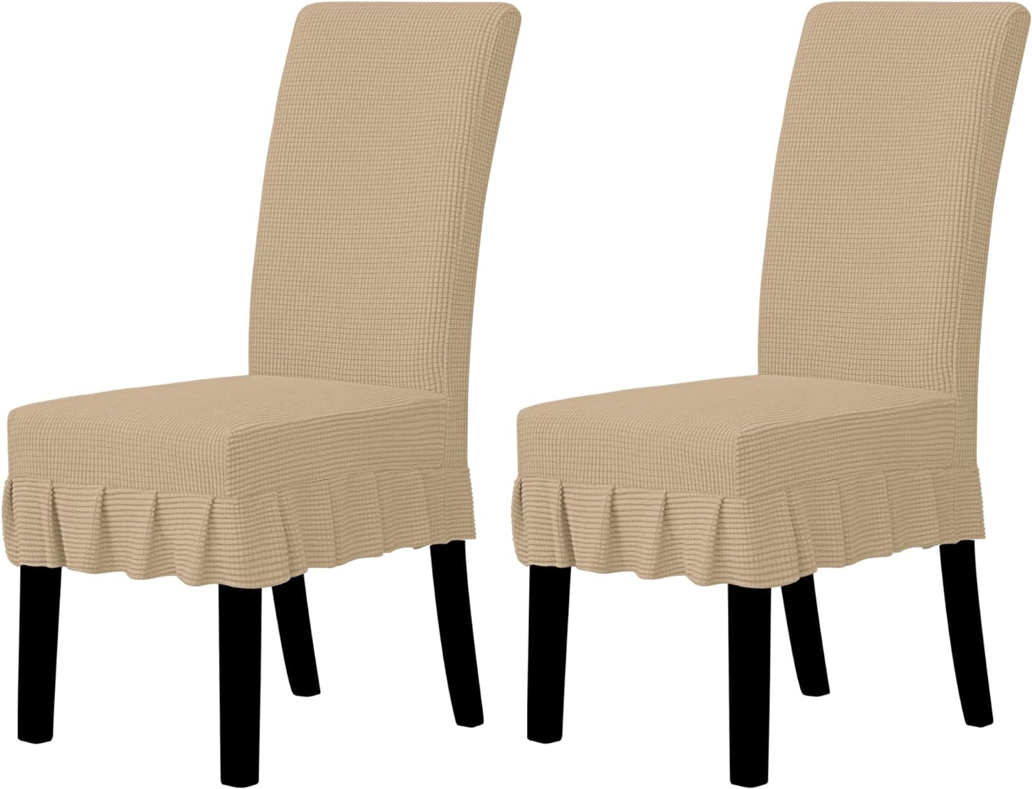 Easy-Going Dining Chair Covers Stretch Parsons Chair Slipcover with Skirt Chair Covers for Dining Room Restaurant Banquet (2 PCS, Light Gray)