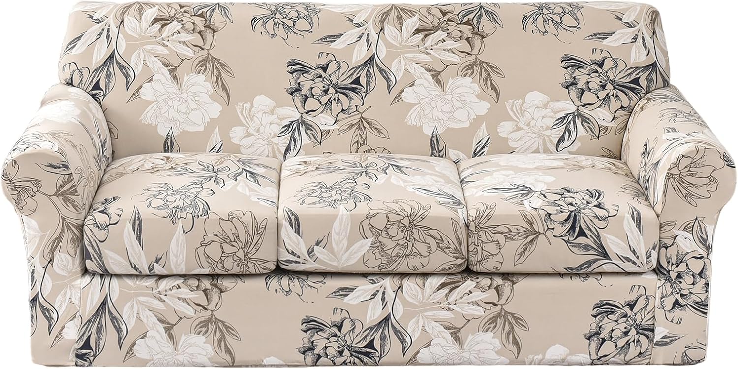 KRFOONN 2 Piece Chair Covers Printed Sofa Covers Couch Covers Washable Armchair Sofa Couch Slipcover Furniture Protector with Elastic Bottom for Living Room (Armchair, 23), Small