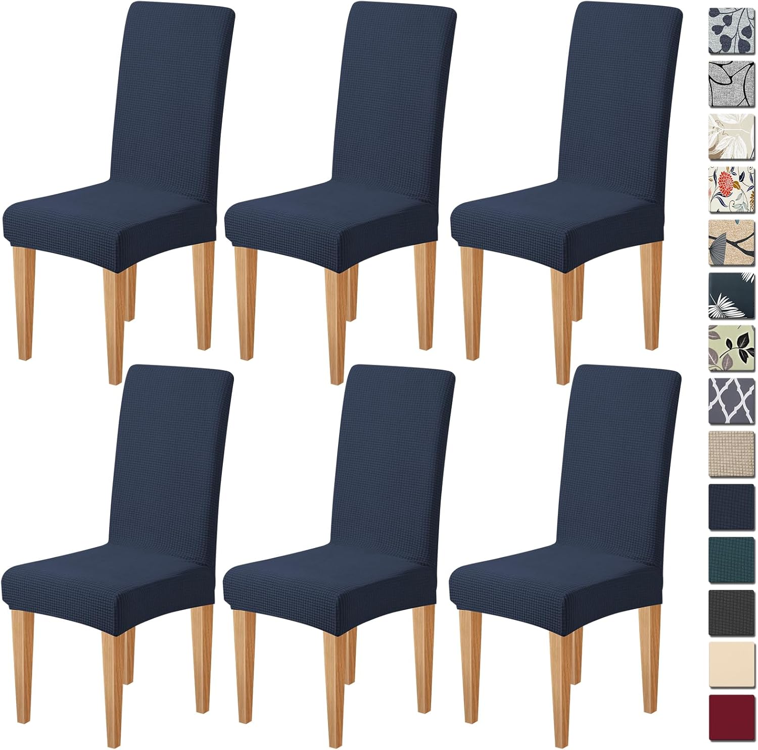 Dioxide High Stretch Chair Covers for Dining Chairs, Washable Dining Chair Covers Set of 6, Soft Kitchen Chairs Seat Covers, Parsons Chair Slipcovers Protectors for Home Hotel Restaurant Banquet