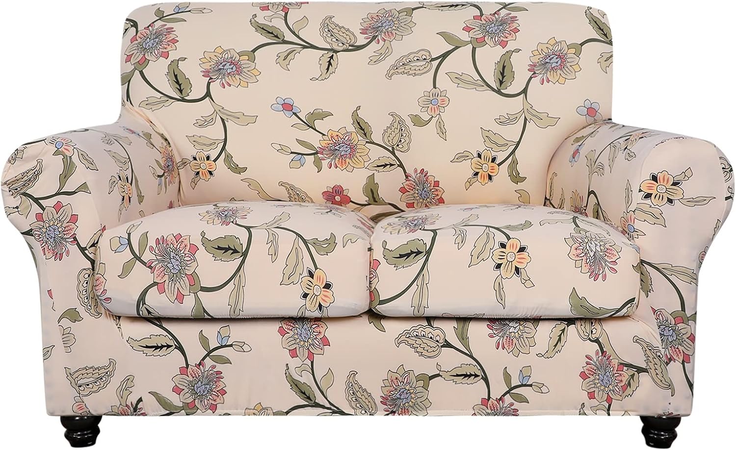 SearchI Stretch Sofa Cover Printed Couch Covers, Floral Pattern 2 Piece Armchair Slipcover with Separate Chair Cushion Cover, Washable Furniture Protector for Living Room(Armchair, Ball Flower)