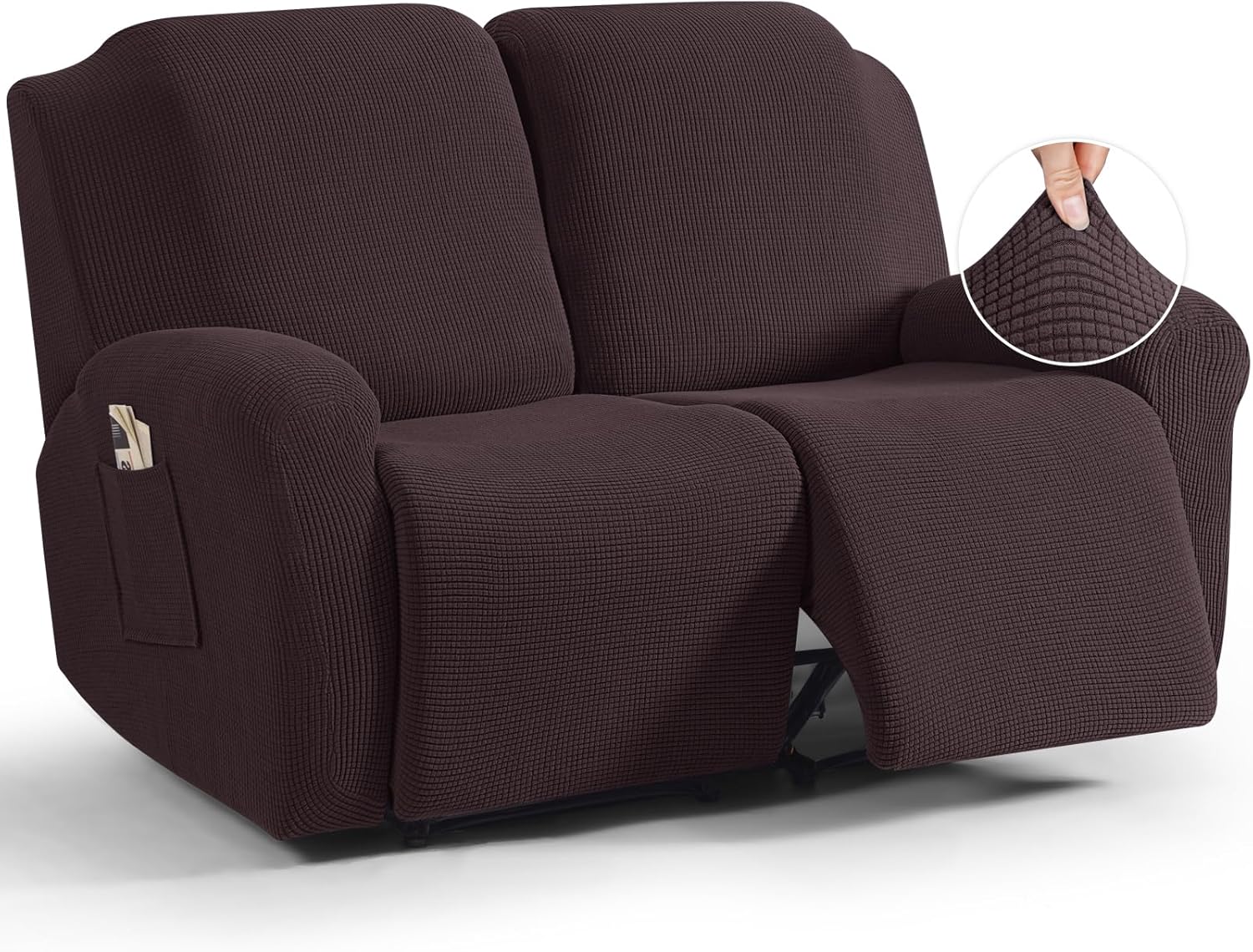 TAOCOCO Recliner Cover 4-Pieces, Recliner Stretch Sofa Slipcover, Recliner Cover 1 Seat, Couch Protector Soft, Furniture Protector Covers with Elastic,Chair Covers Jacquard Pattern (Grey)