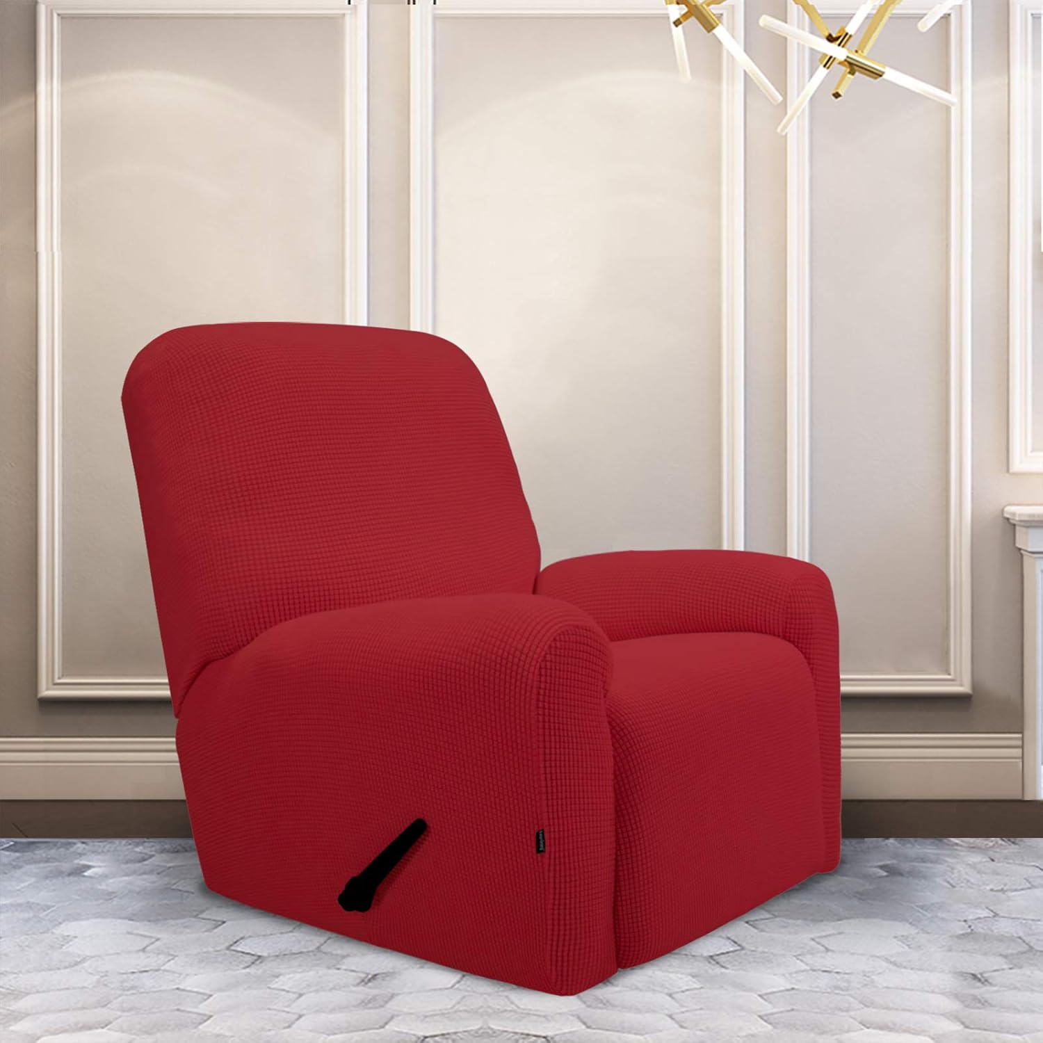 PureFit Stretch Chair Sofa Slipcover – Spandex Jacquard Non Slip Soft Couch Sofa Cover, Washable Furniture Protector with Non Skid Foam and Elastic Bottom for Kids (Chair, Dark Gray)