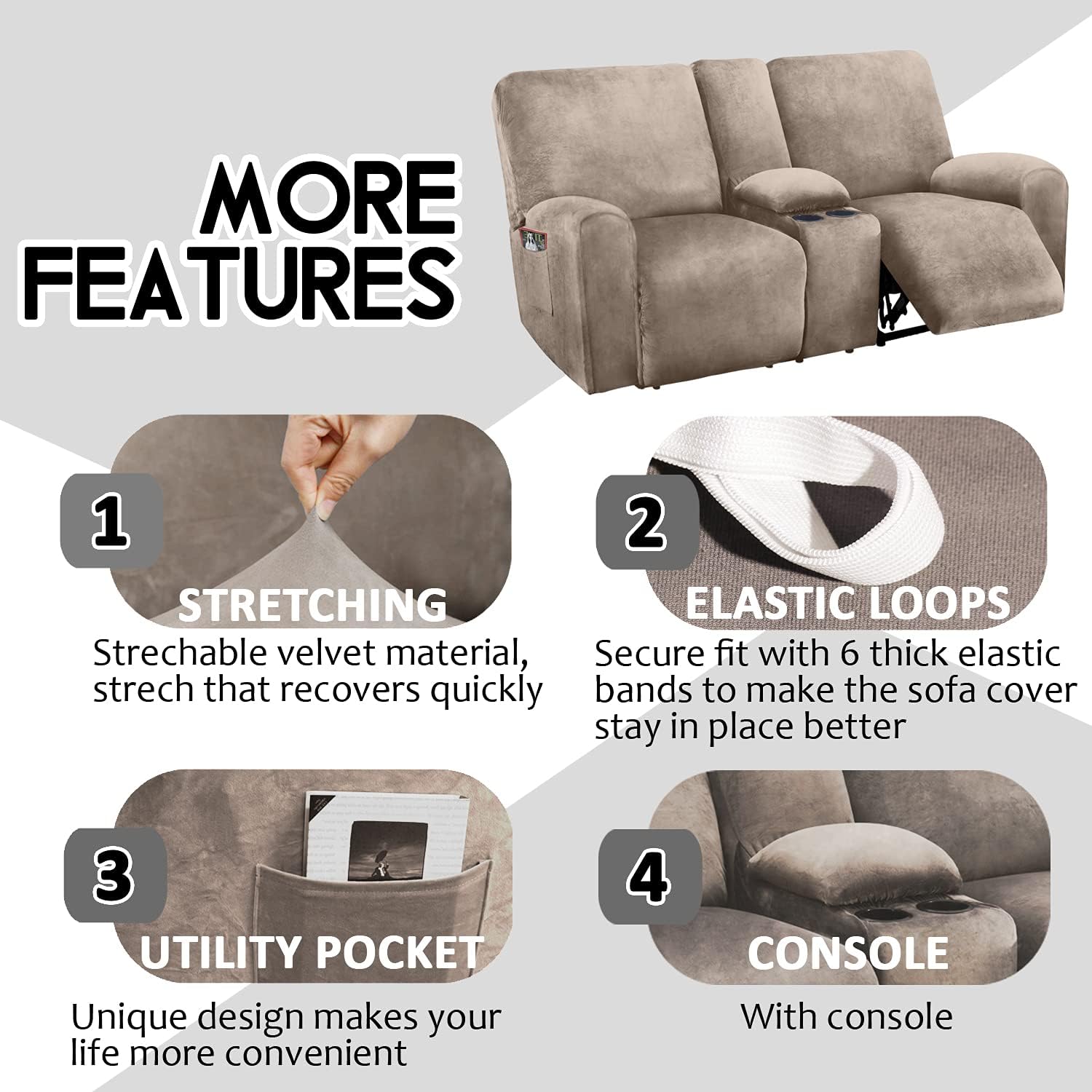 Reclining Love Seat with Middle Console Slipcover