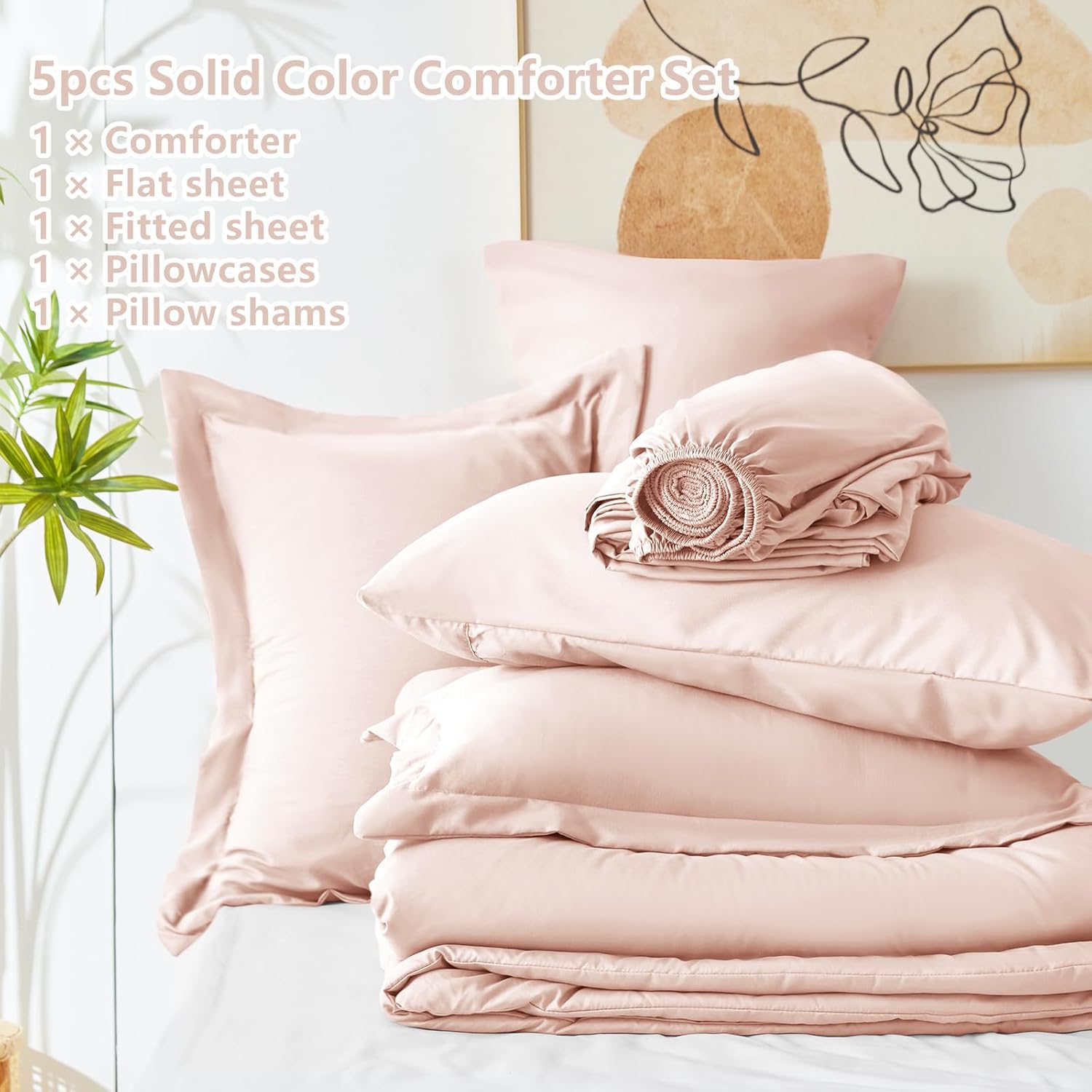 Queen Comforter Set Black, 7 Pieces