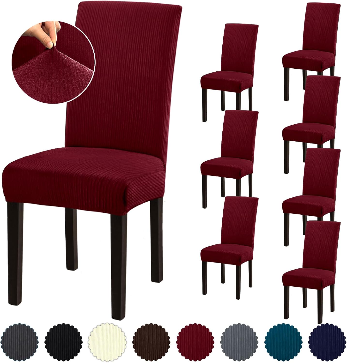 Stretch Dining Room Chair Covers Set of 6, Removable Washable Chair Covers for Dining Chairs,Dining Room, Hotel, Ceremony