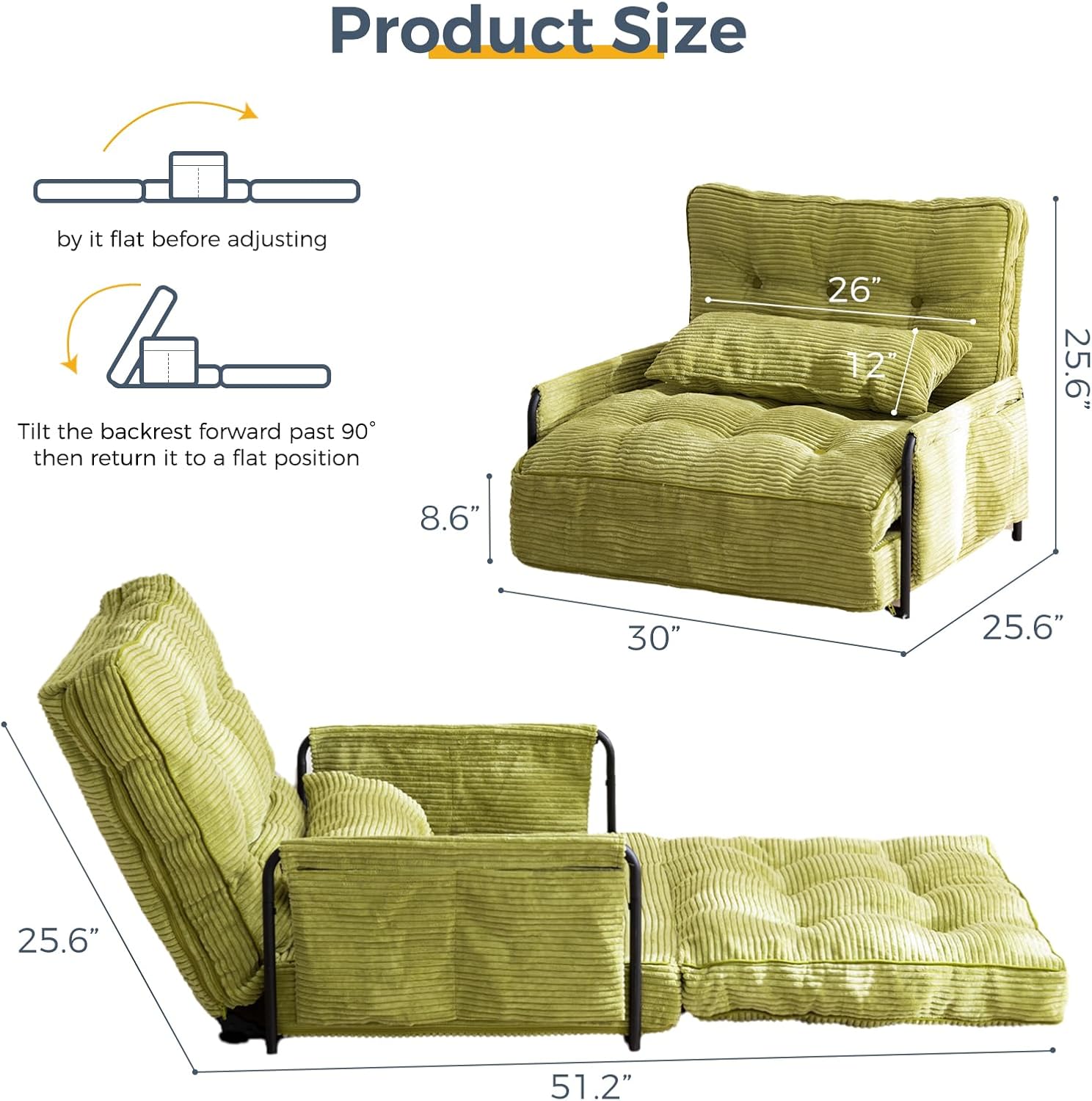 Adjustable Floor Sofa Couch with Pillow