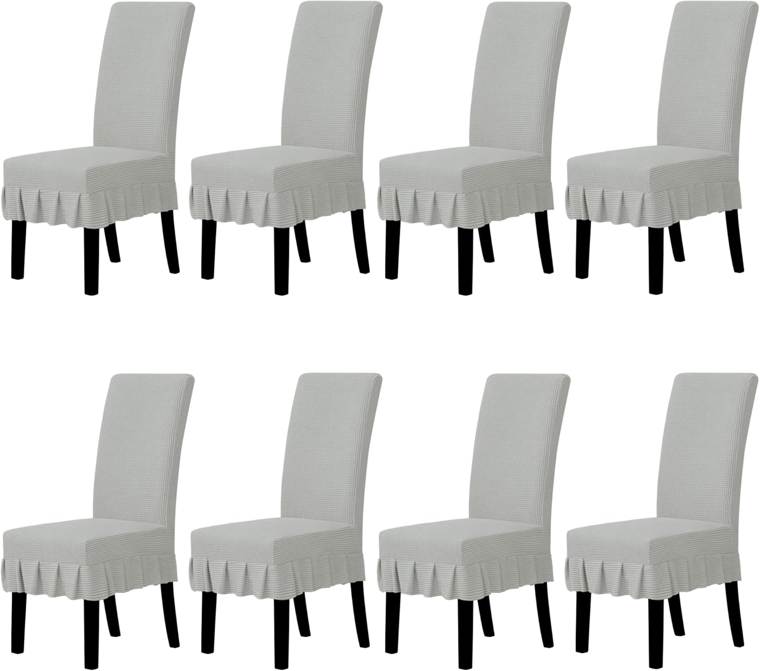 Easy-Going Dining Chair Covers Stretch Parsons Chair Slipcover with Skirt Chair Covers for Dining Room Restaurant Banquet (2 PCS, Light Gray)