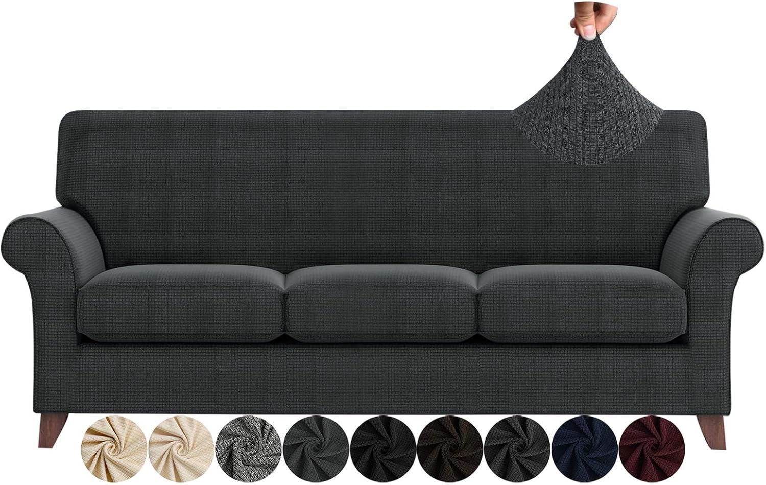 ZNSAYOTX 2 Piece Chair Covers for Living Room with Arms Anti Slip Stretch Arm Chair Slipcovers Sofa Armchair Slipcover Machine Washable Furniture Protector (Black and White, Chair)