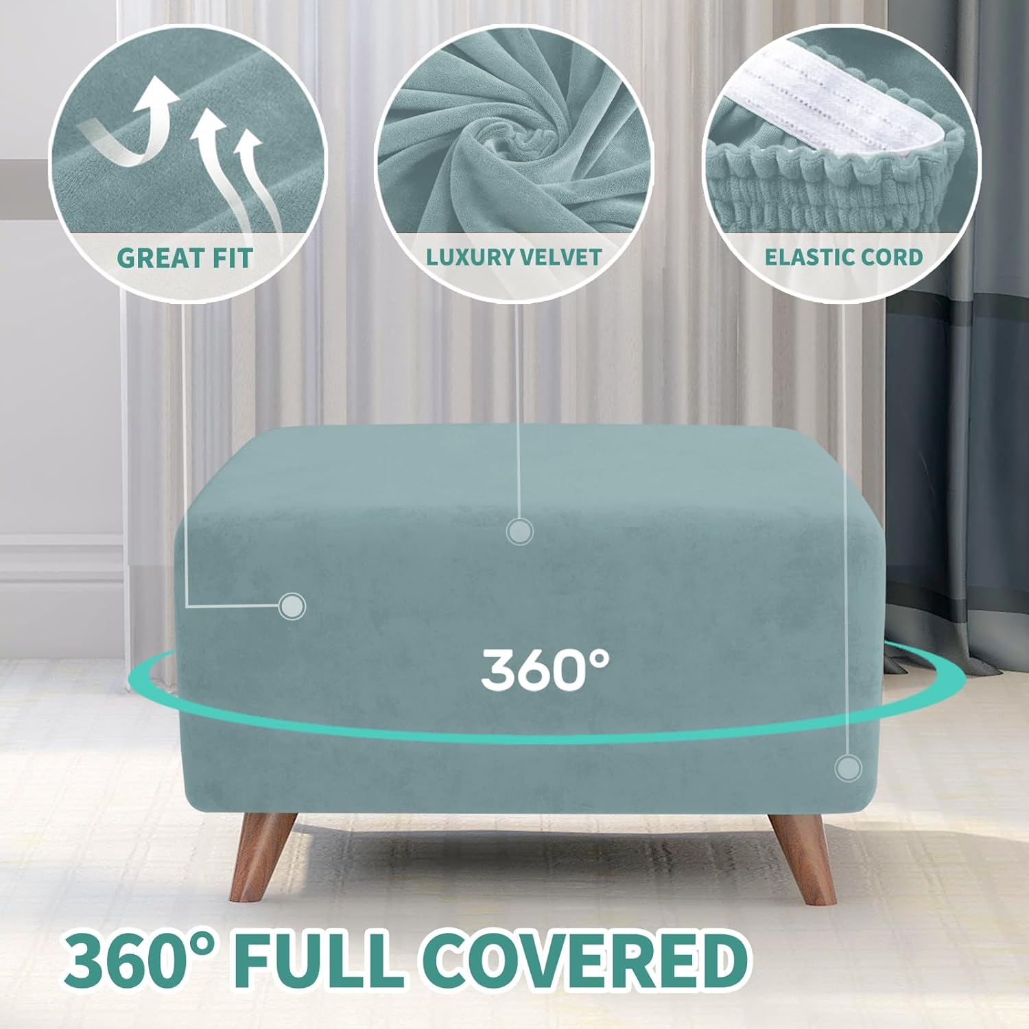 Velvet Ottoman Cover Rectangular