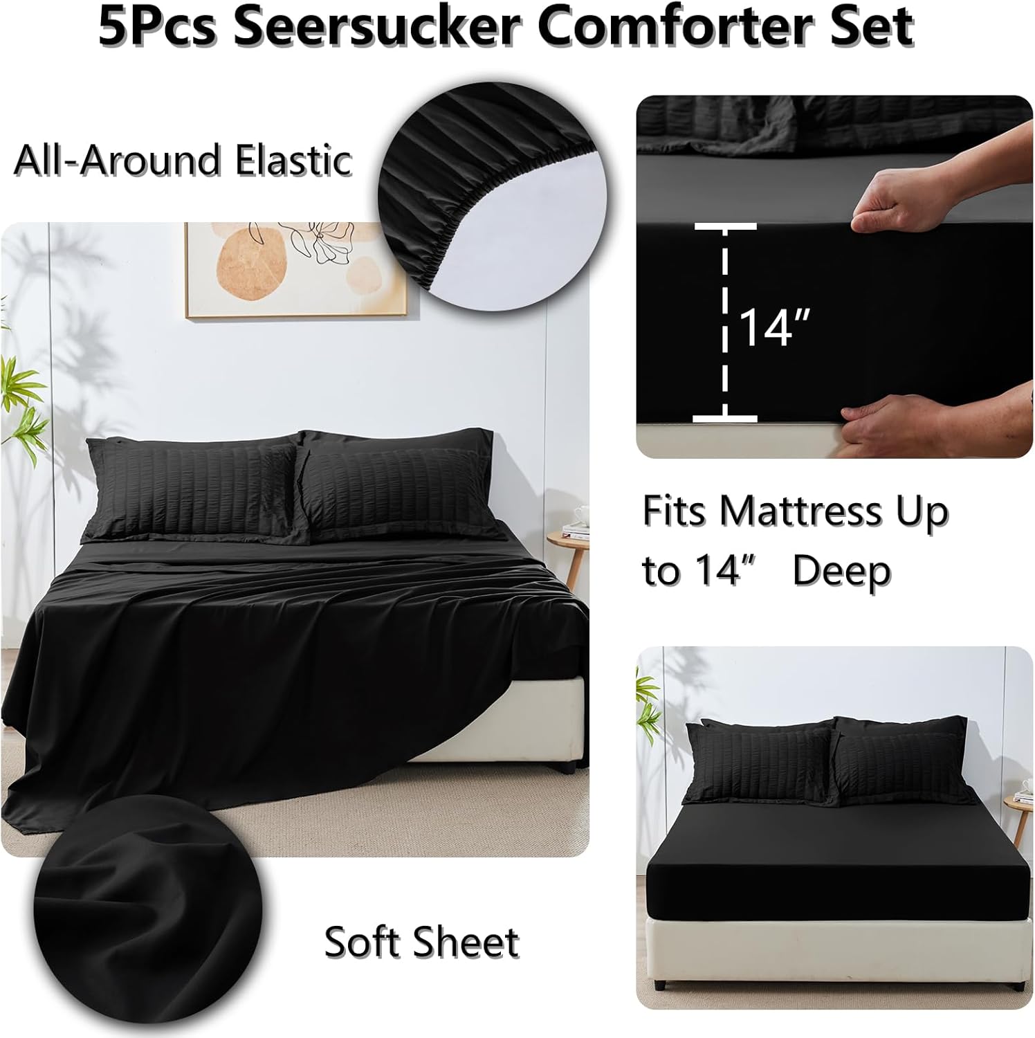 Queen Comforter Set White Seersucker 7 Pieces