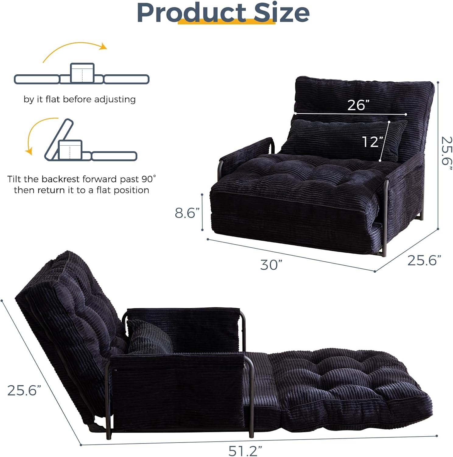 Adjustable Floor Sofa Couch with Pillow