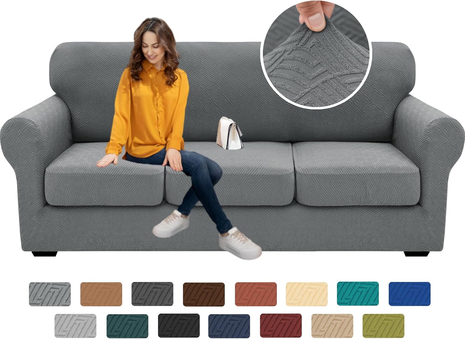 4 Pieces Couch Covers for 3 Cushion Couch