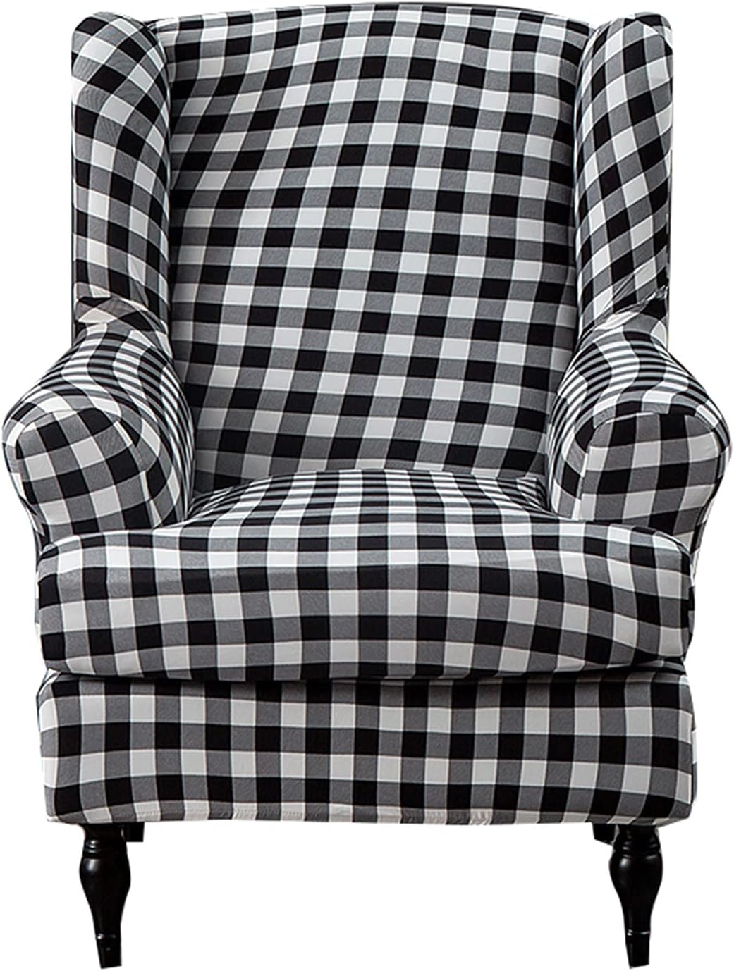 Wing Chair Slipcovers 2 Pieces Stretch Spandex Wingback Chair Covers Sofa Slipcover Printing Wingback Armchair Slipcovers Furniture Protector Couch Soft with Elastic Bottom for Wingback Chairs,12