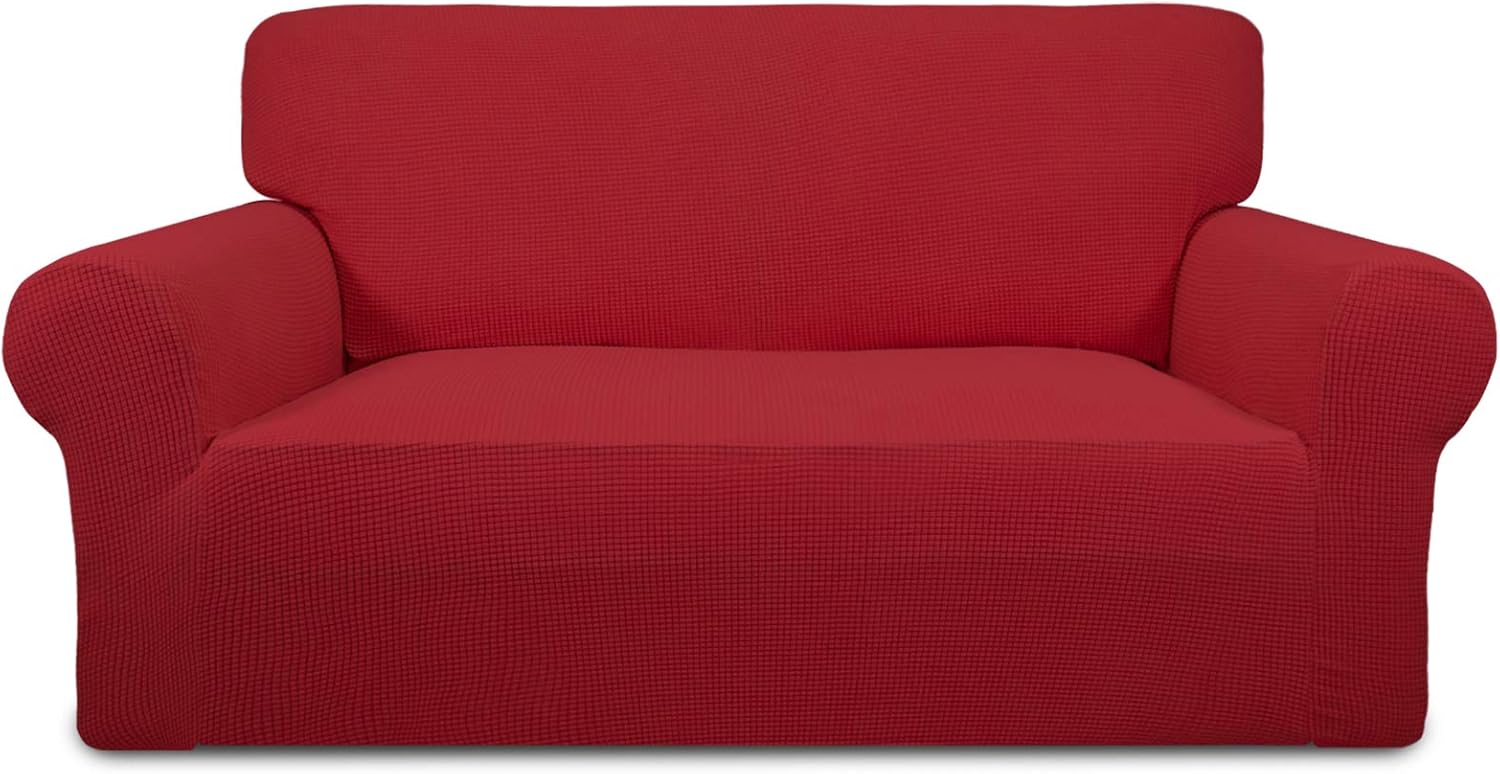 PureFit Stretch Chair Sofa Slipcover – Spandex Jacquard Non Slip Soft Couch Sofa Cover, Washable Furniture Protector with Non Skid Foam and Elastic Bottom for Kids (Chair, Dark Gray)