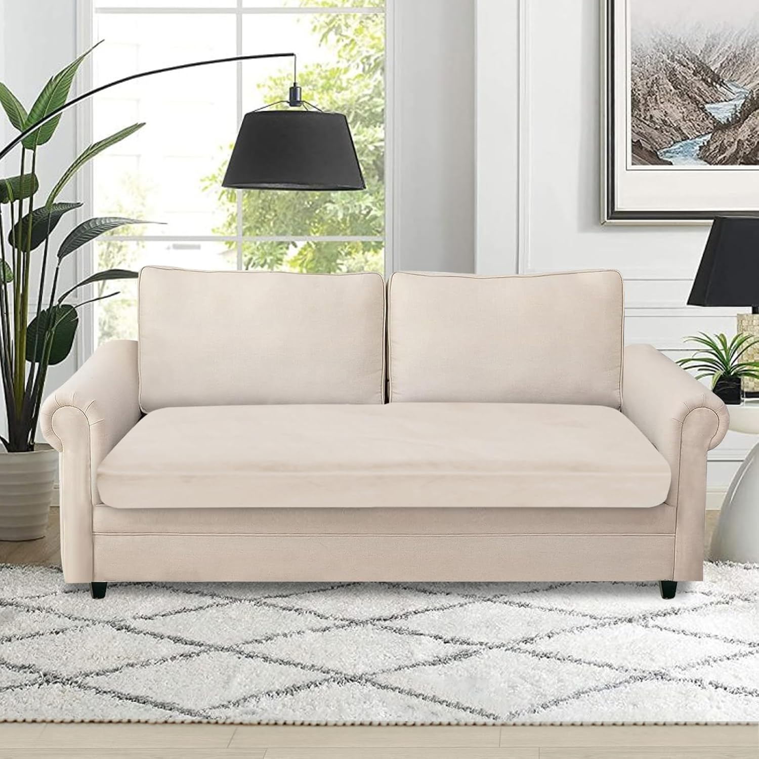 NAISI Sectional Couch Cover 4 Pieces Velvet Separate Couch Cushion Covers L Shape Soft Stretch Sofa Slipcovers with 2pcs Pillowcases for Left/Right Chaise Sectional Couch(3 Seater+1 Chaise,Dark Grey)