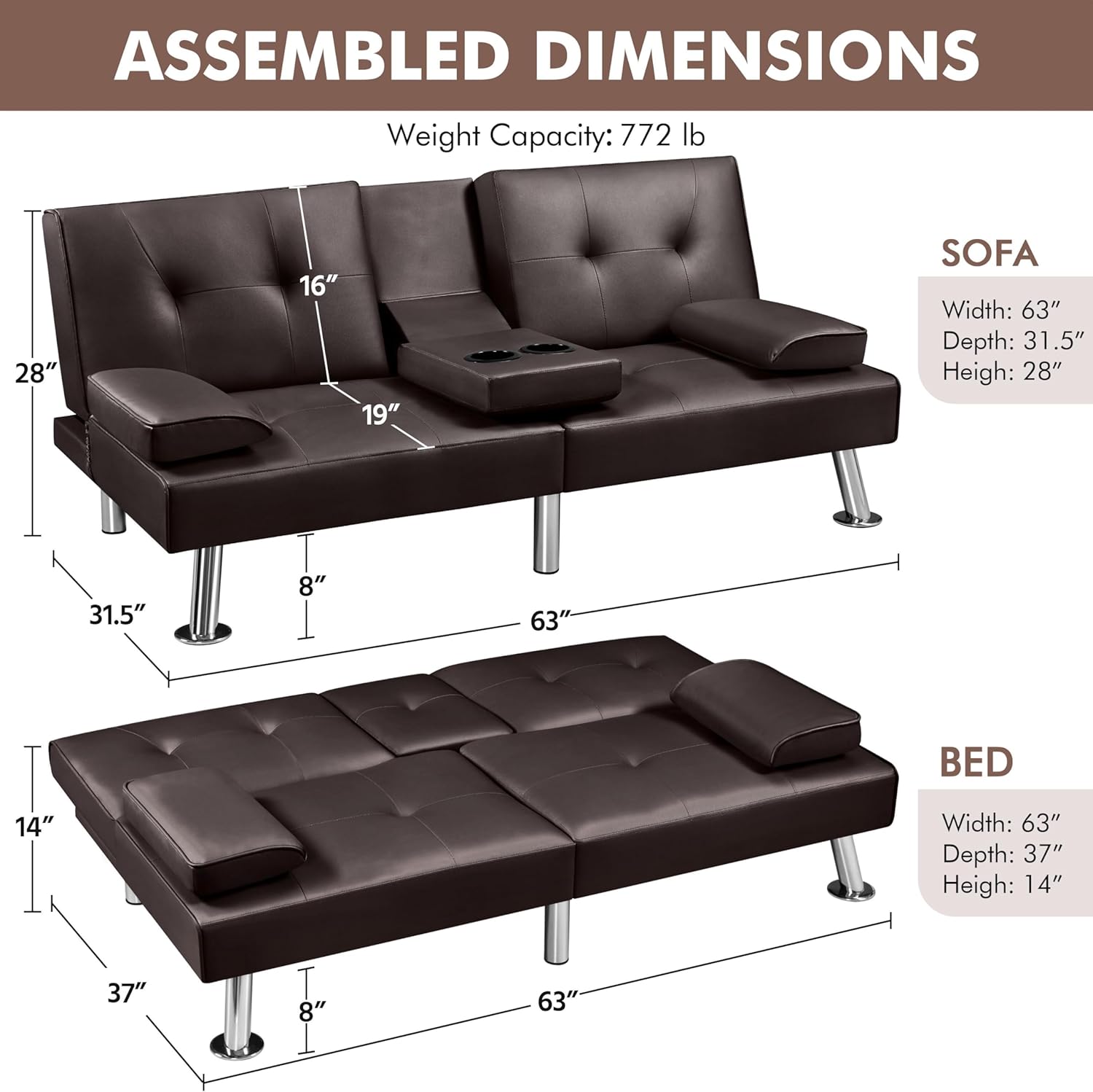 Convertible Sofa Bed Adjustable