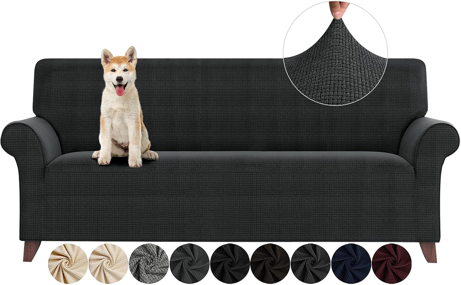 ZNSAYOTX Chair Slipcovers with Arms for Living Room High Stretchy Spandex Pet Friendly Armchair Furniture Protection Covers (Black and White, Chair)