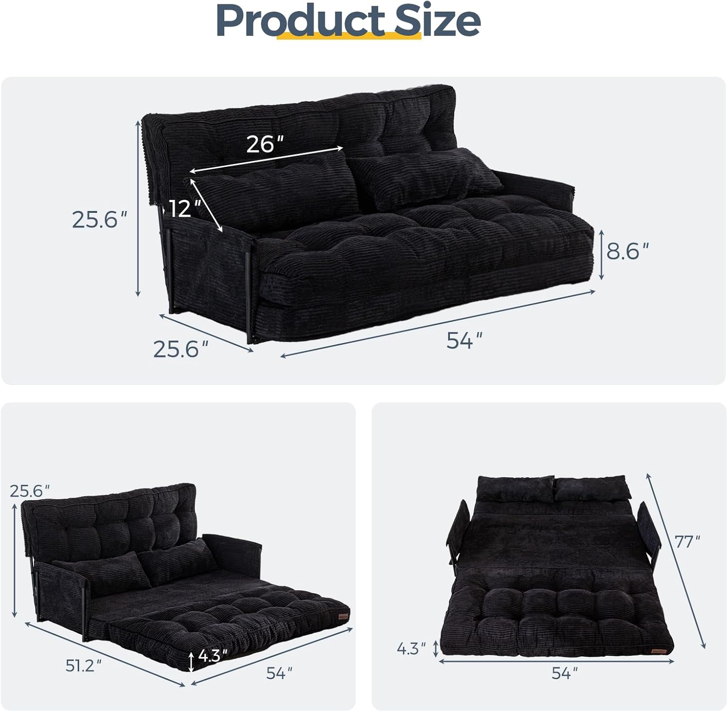 Adjustable Floor Sofa Couch with Pillow