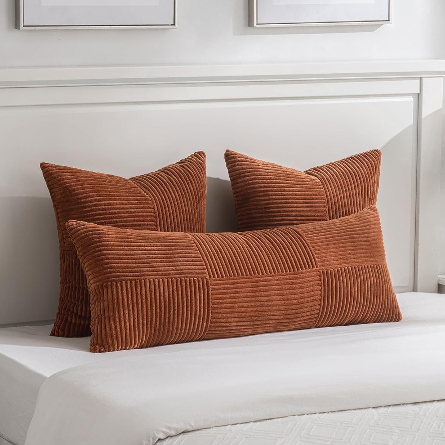 2 Packs Rust Boho Decorative Throw Pillow Covers