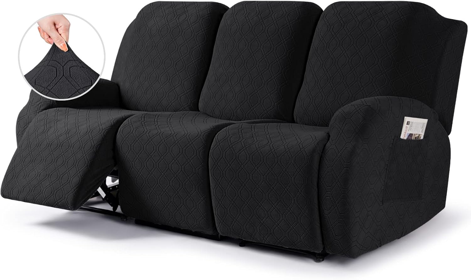 VANSOFY Recliner Chair Cover, 3-Pieces Stretch Recliner Covers for Recliner Chair Soft Reclining Chair Slipcover Furniture Protector for Dogs Cats(Dark Gray)