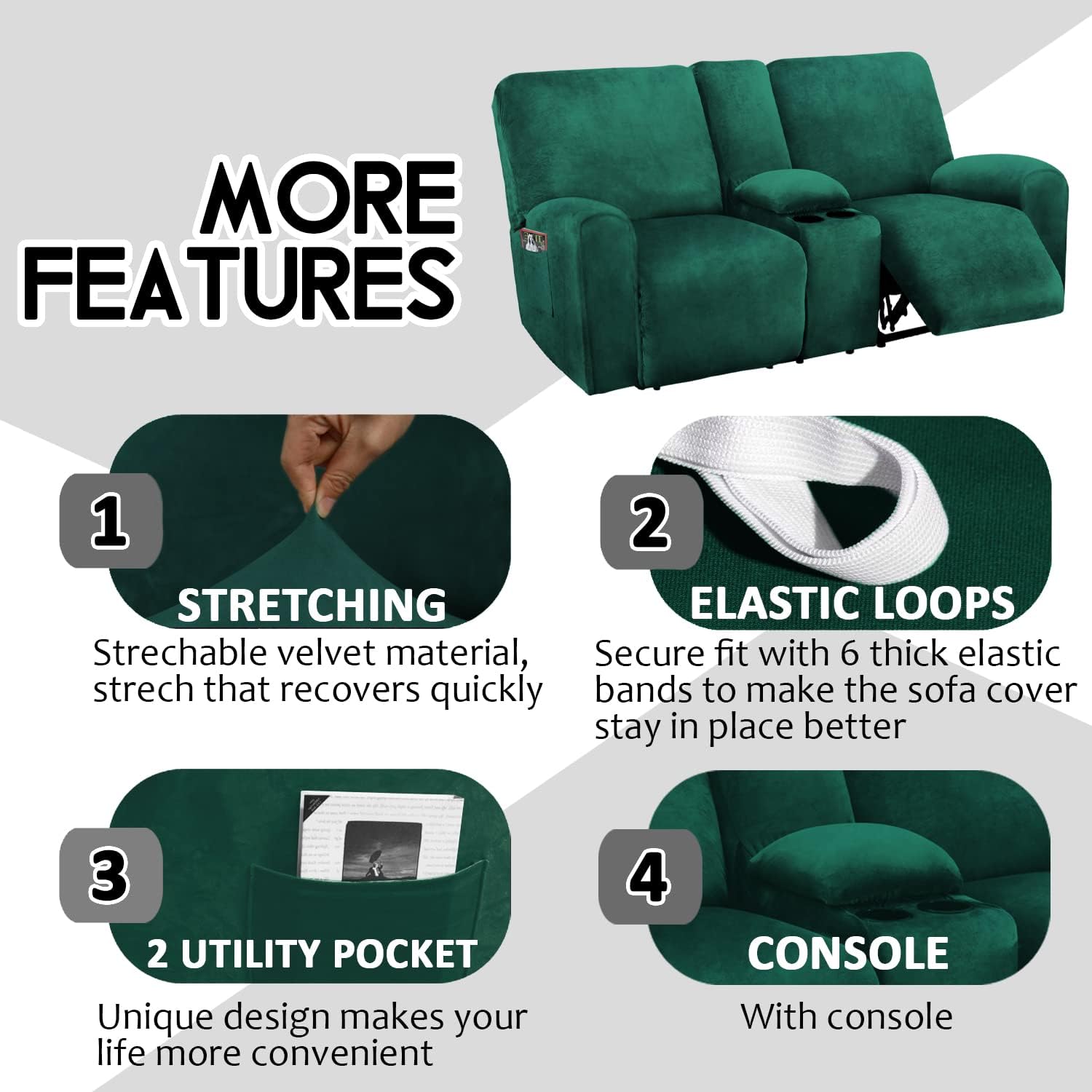 Reclining Love Seat with Middle Console Slipcover