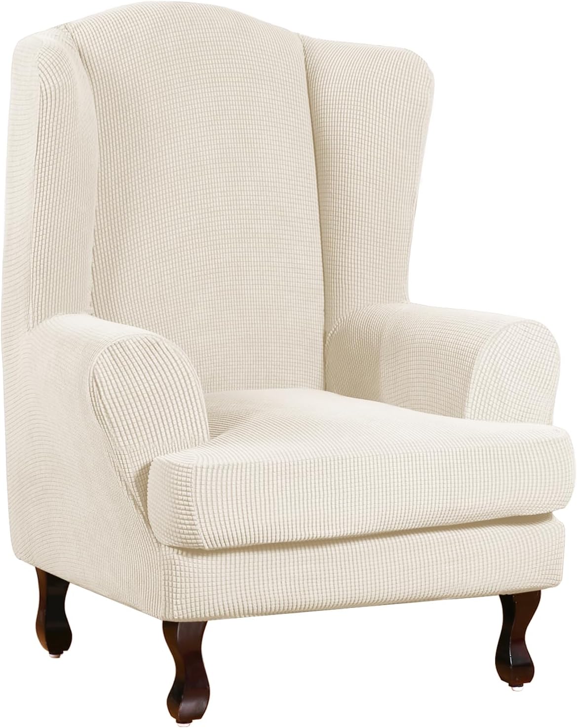 Turquoize 2 Piece Chair Covers for Living Room Armchair Cover Armchair Slipcovers with Arms Feature Thick Jacquard Fabric (Chair,Biscotti Beige)