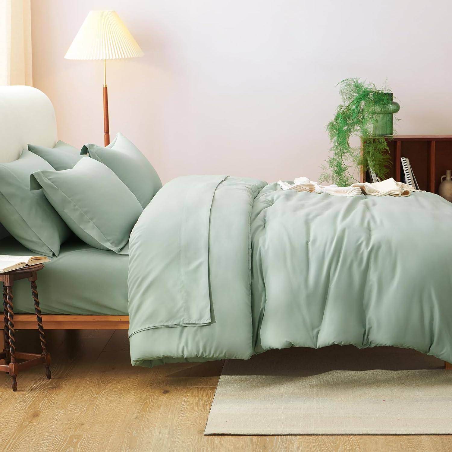 Queen Comforter Set Black, 7 Pieces