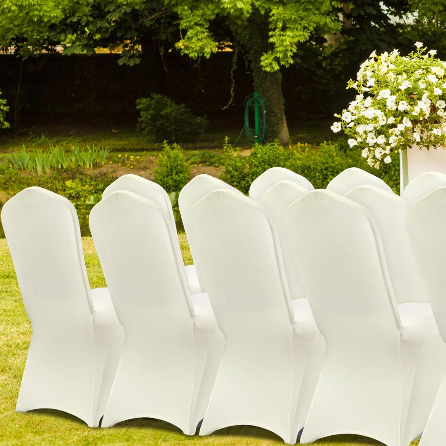 30 PCS White Folding Chair Covers