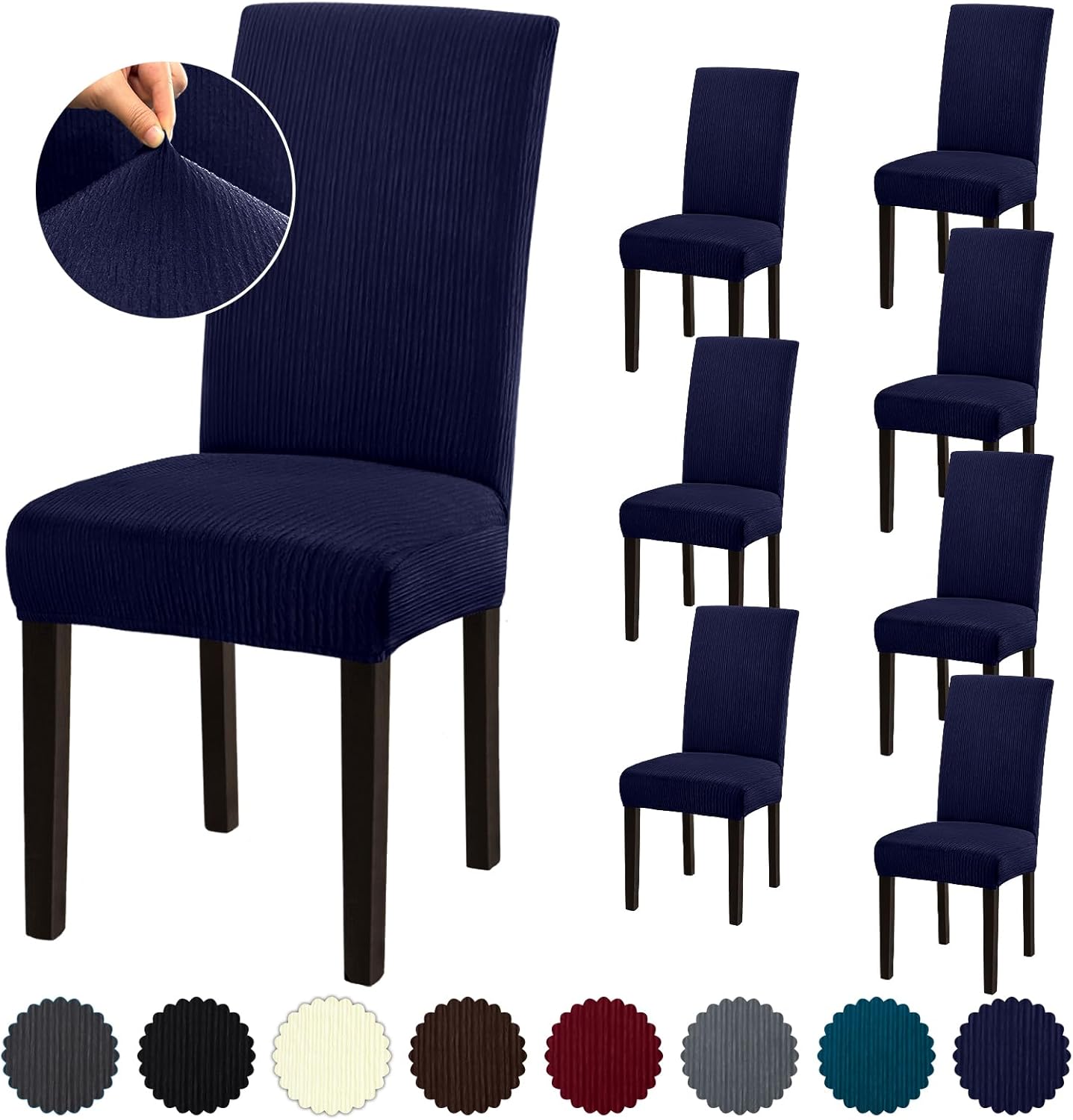 Stretch Dining Room Chair Covers Set of 6, Removable Washable Chair Covers for Dining Chairs,Dining Room, Hotel, Ceremony