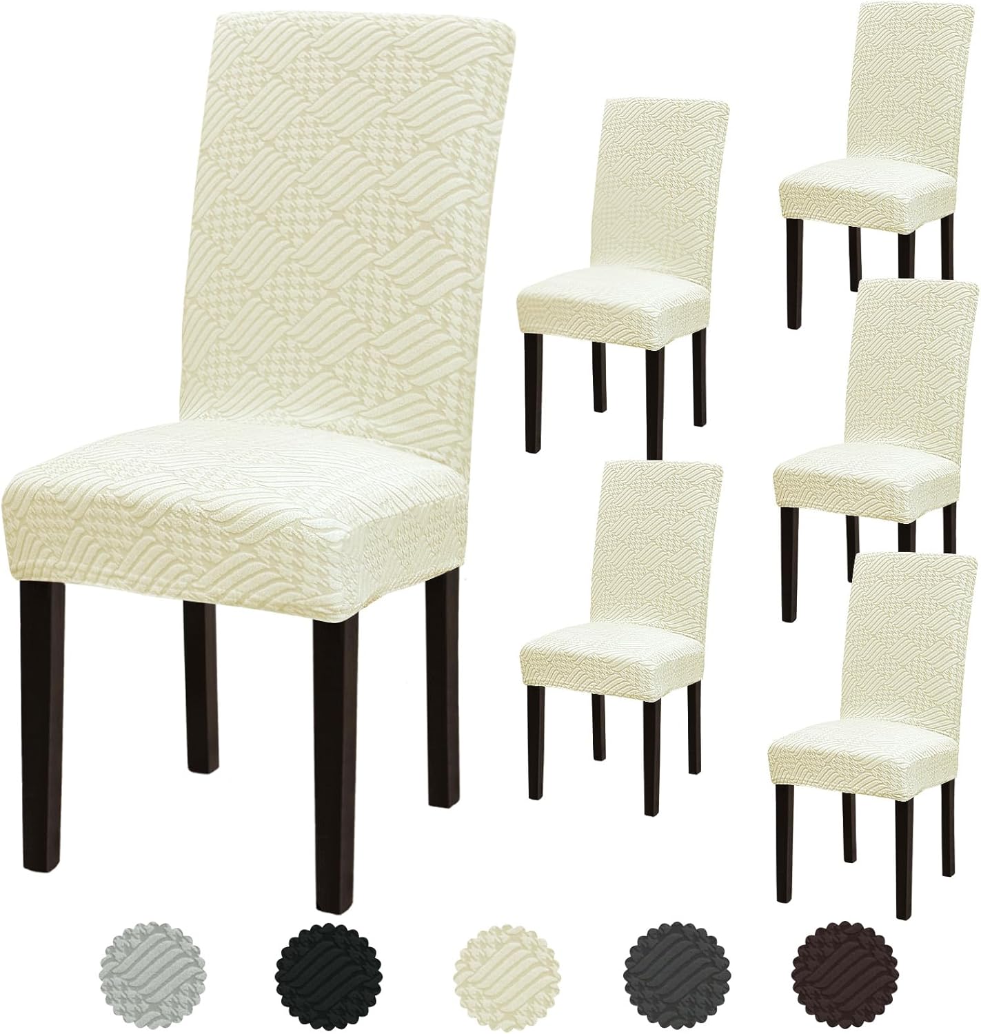 Stretch Dining Room Chair Covers Set of 6, Removable Washable Chair Covers for Dining Chairs,Dining Room, Hotel, Ceremony