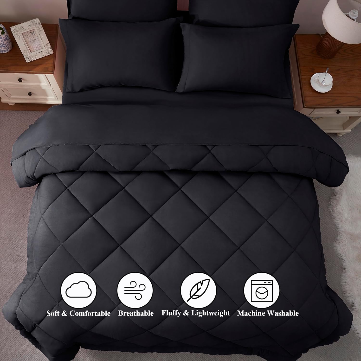 Full Comforter Set Purple- 7 Pieces