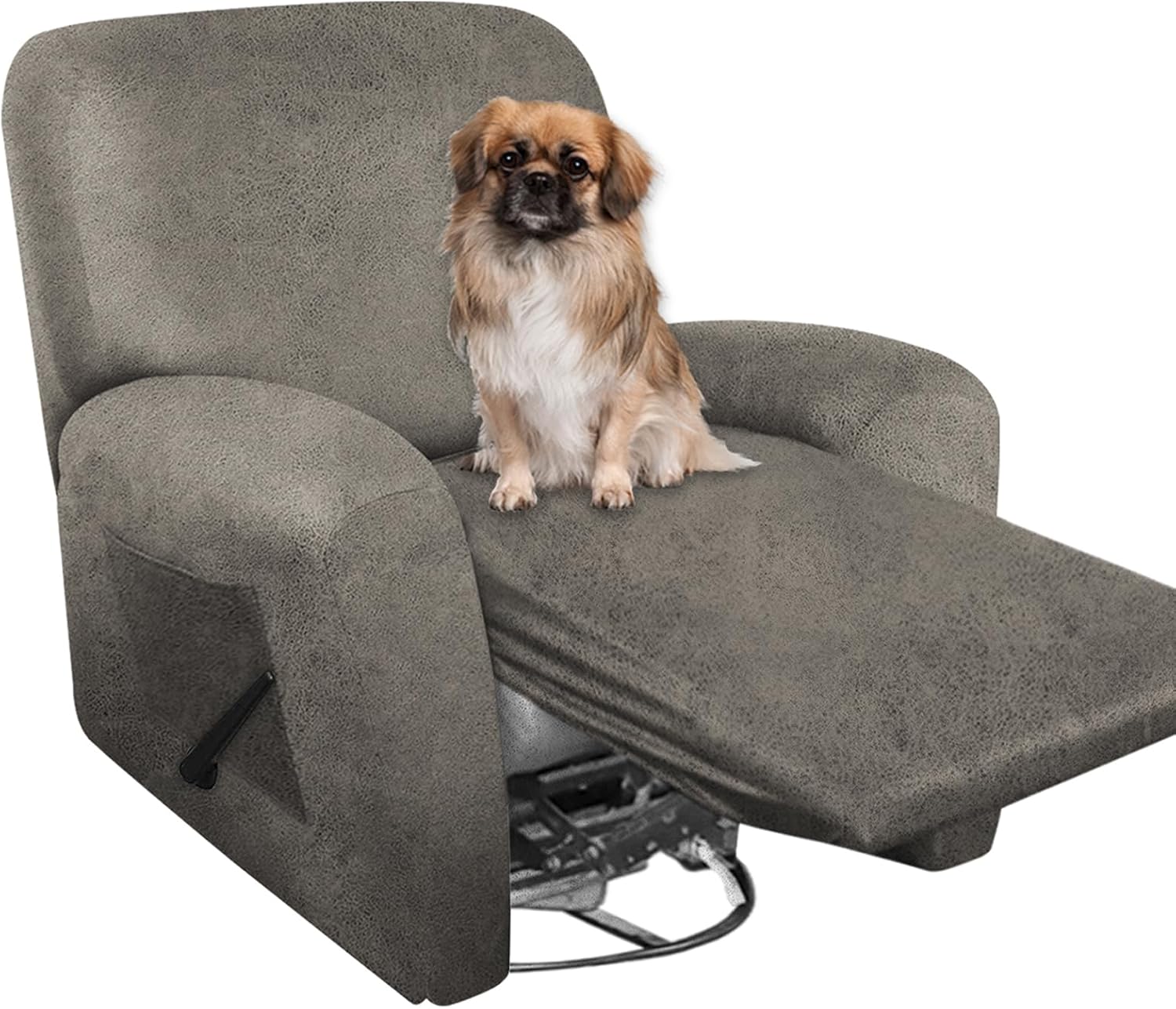 Leather Like Recliner Chair Covers Heavy Duty, 4 Pieces Lazy Boy Recliner Cover for Recliner Chair, Leather Cover for Recliner slipcovers Washable for Pets (Dark Brown)