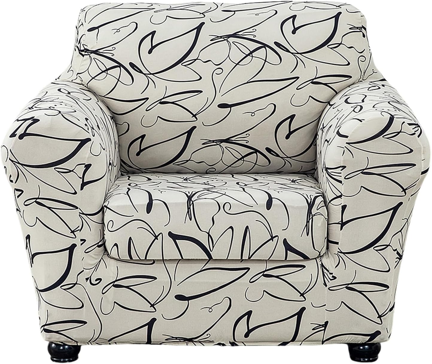 KRFOONN 2 Piece Chair Covers Printed Sofa Covers Couch Covers Washable Armchair Sofa Couch Slipcover Furniture Protector with Elastic Bottom for Living Room (Armchair, 23), Small