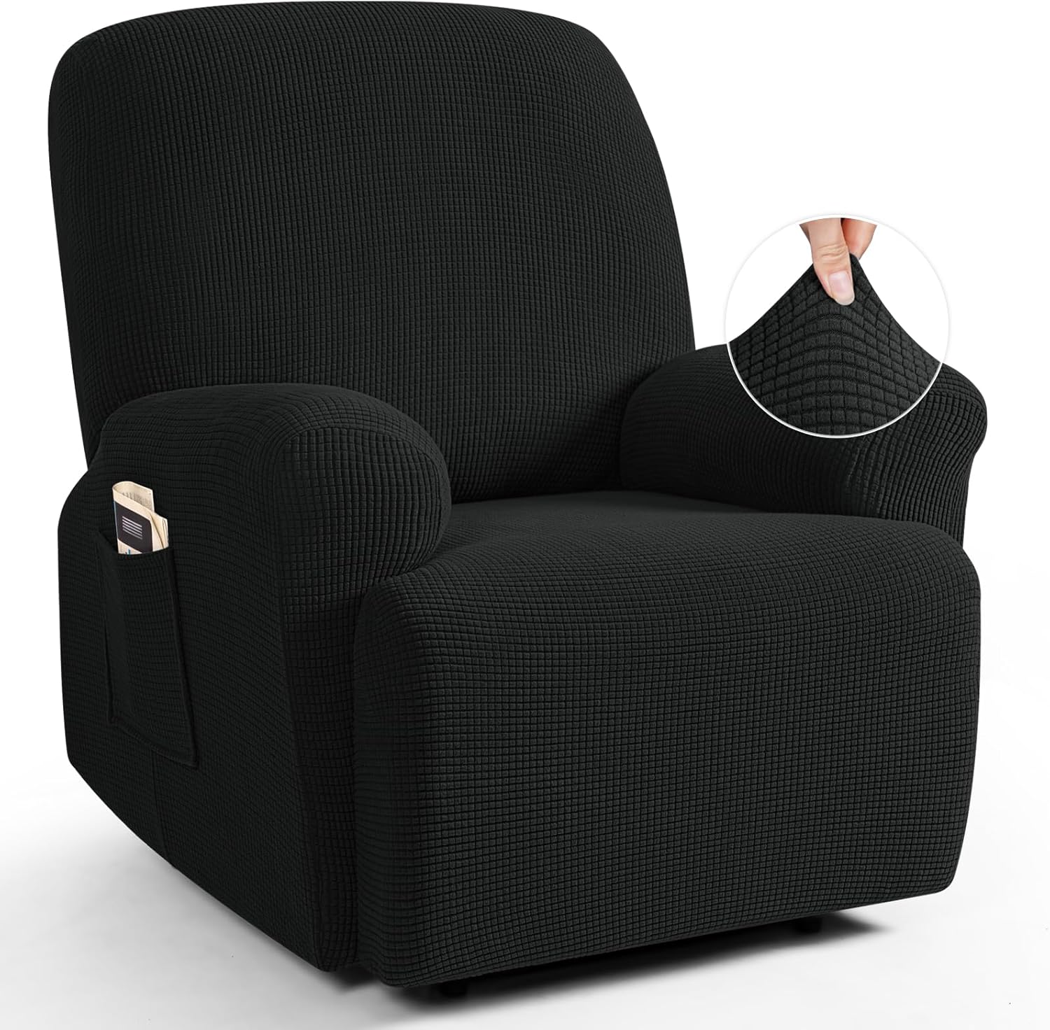 TAOCOCO Recliner Cover 4-Pieces, Recliner Stretch Sofa Slipcover, Recliner Cover 1 Seat, Couch Protector Soft, Furniture Protector Covers with Elastic,Chair Covers Jacquard Pattern (Grey)