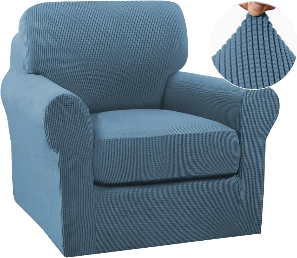 Turquoize 2 Piece Chair Covers for Living Room Armchair Cover Armchair Slipcovers with Arms Feature Thick Jacquard Fabric (Chair,Biscotti Beige)