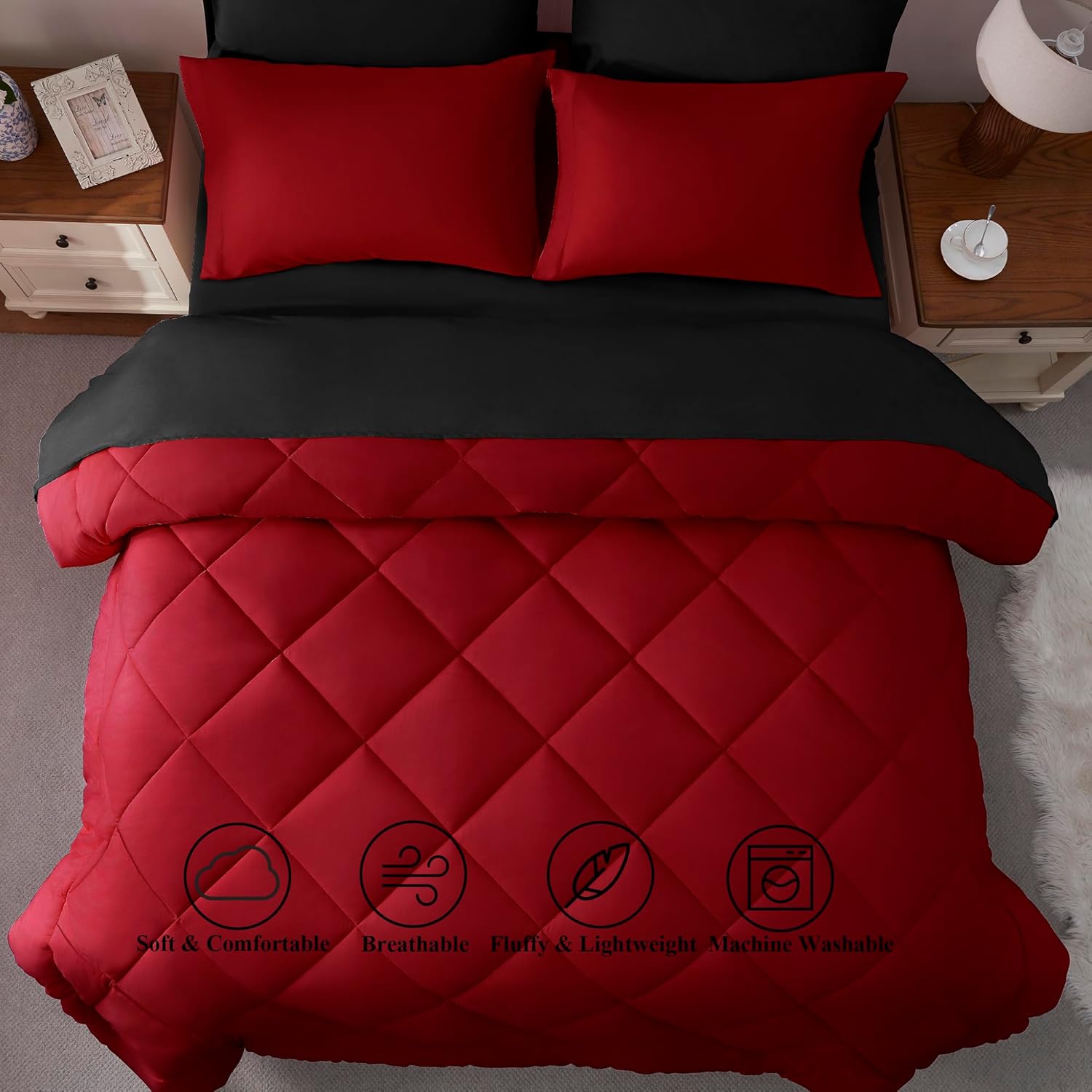 Full Comforter Set Purple- 7 Pieces