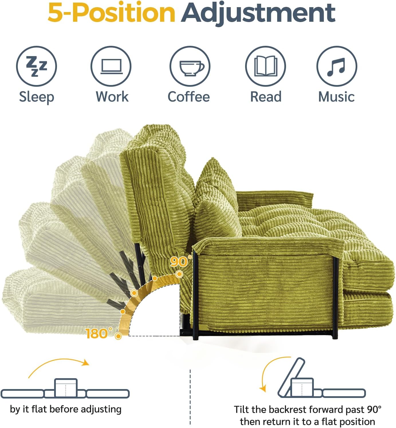 Adjustable Floor Sofa Couch with Pillow