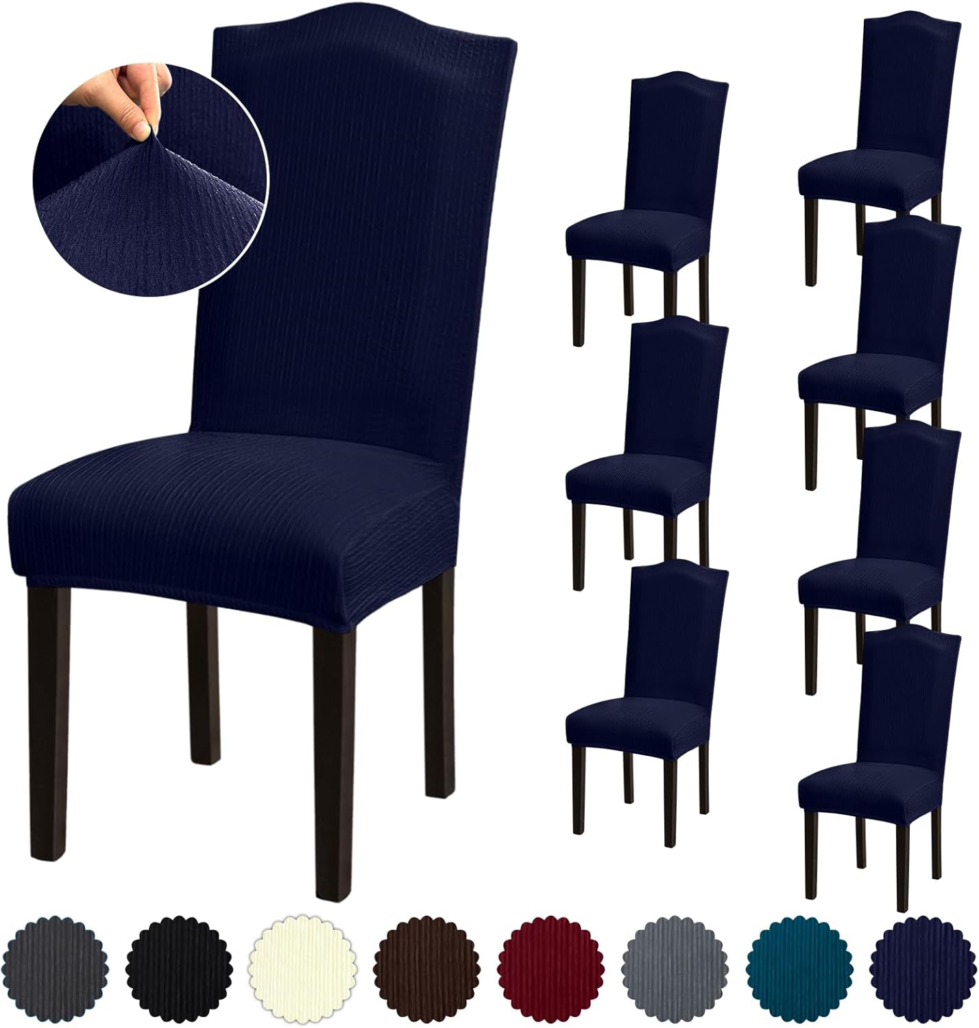 Stretch Dining Room Chair Covers Set of 6, Removable Washable Chair Covers for Dining Chairs,Dining Room, Hotel, Ceremony