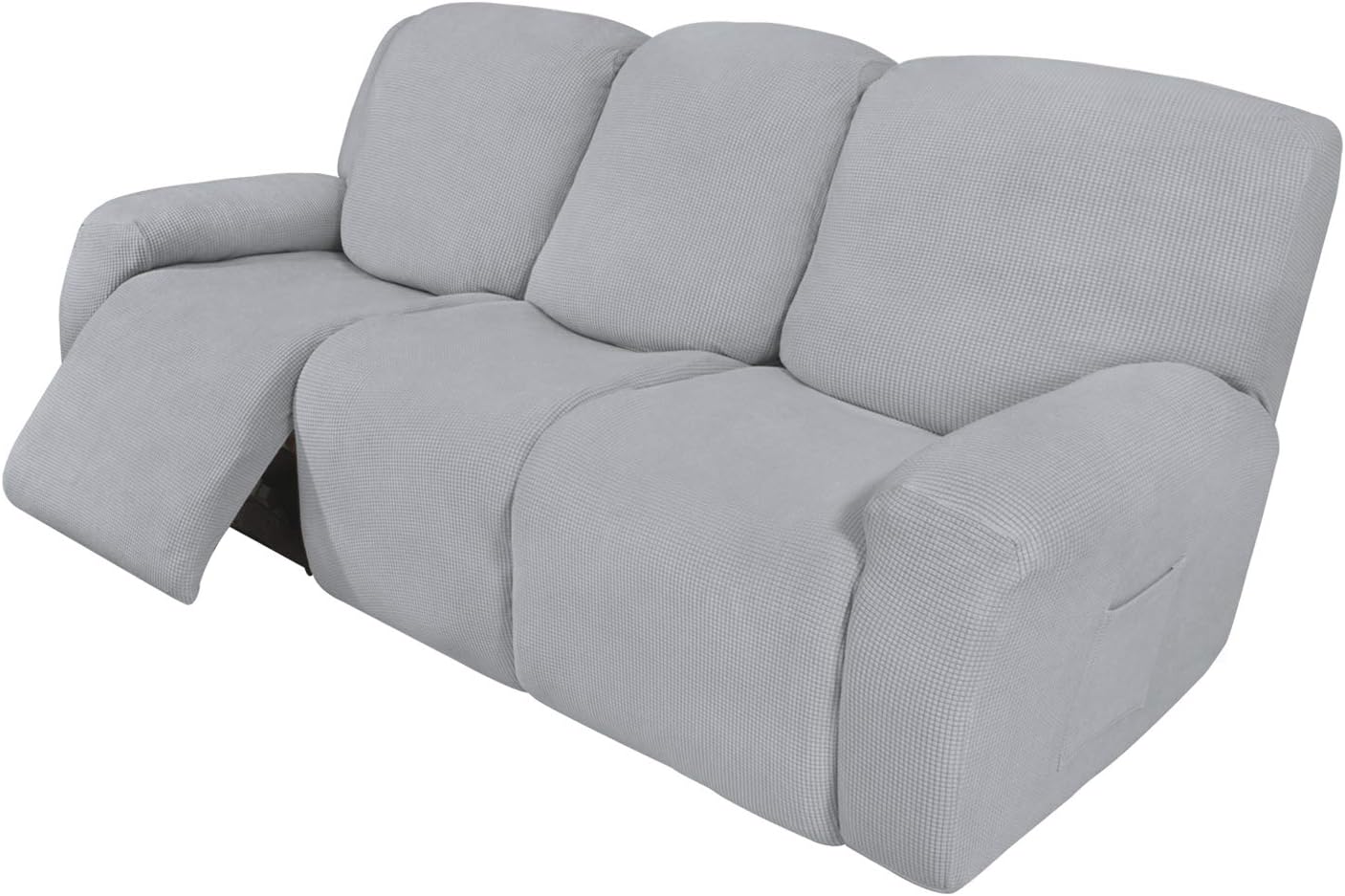 Easy-Going Recliner Stretch Sofa Slipcover Sofa Cover 4-Pieces Furniture Protector Couch Soft with Elastic Bottom, Spandex Jacquard Fabric Small Checks(Recliner,Dark Gray)