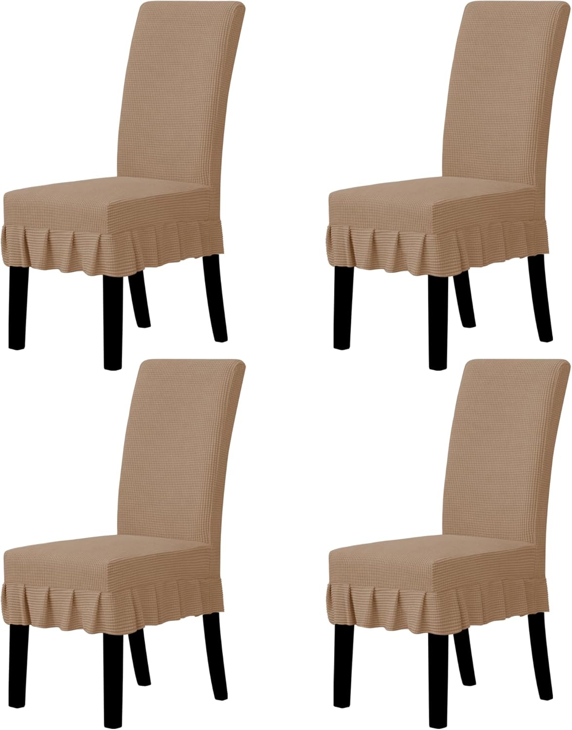 Easy-Going Dining Chair Covers Stretch Parsons Chair Slipcover with Skirt Chair Covers for Dining Room Restaurant Banquet (2 PCS, Light Gray)