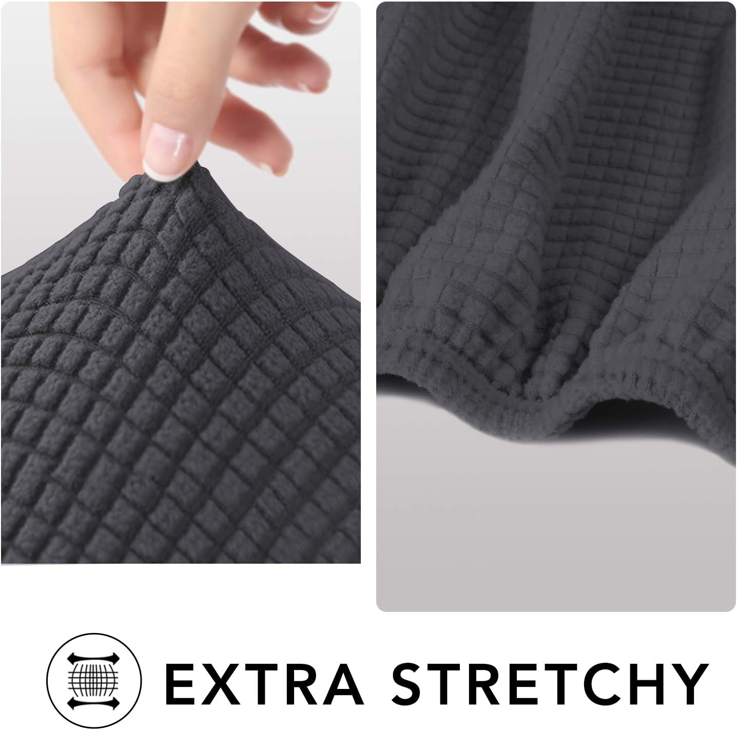 PureFit Stretch Chair Sofa Slipcover – Spandex Jacquard Non Slip Soft Couch Sofa Cover, Washable Furniture Protector with Non Skid Foam and Elastic Bottom for Kids (Chair, Dark Gray)