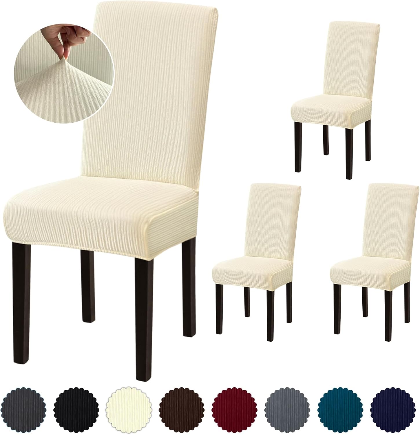 Stretch Dining Room Chair Covers Set of 6, Removable Washable Chair Covers for Dining Chairs,Dining Room, Hotel, Ceremony