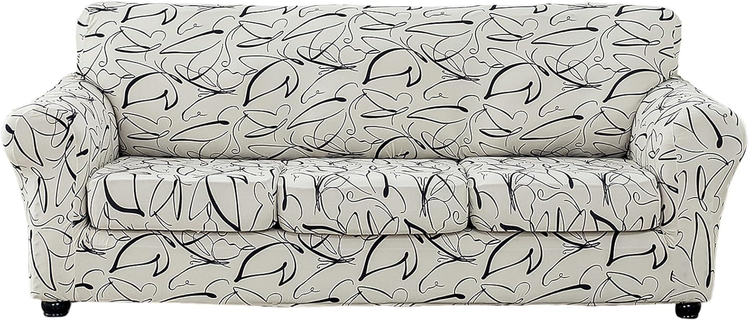 KRFOONN 2 Piece Chair Covers Printed Sofa Covers Couch Covers Washable Armchair Sofa Couch Slipcover Furniture Protector with Elastic Bottom for Living Room (Armchair, 23), Small