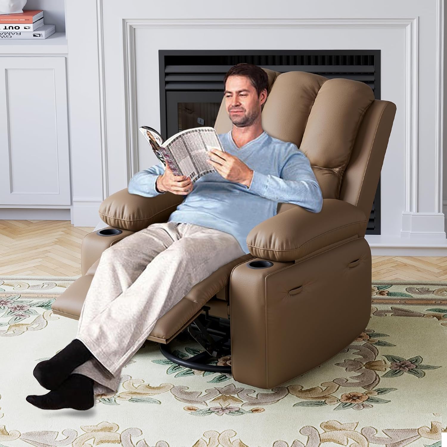 Leather Recliner Chair, Manual Recliner