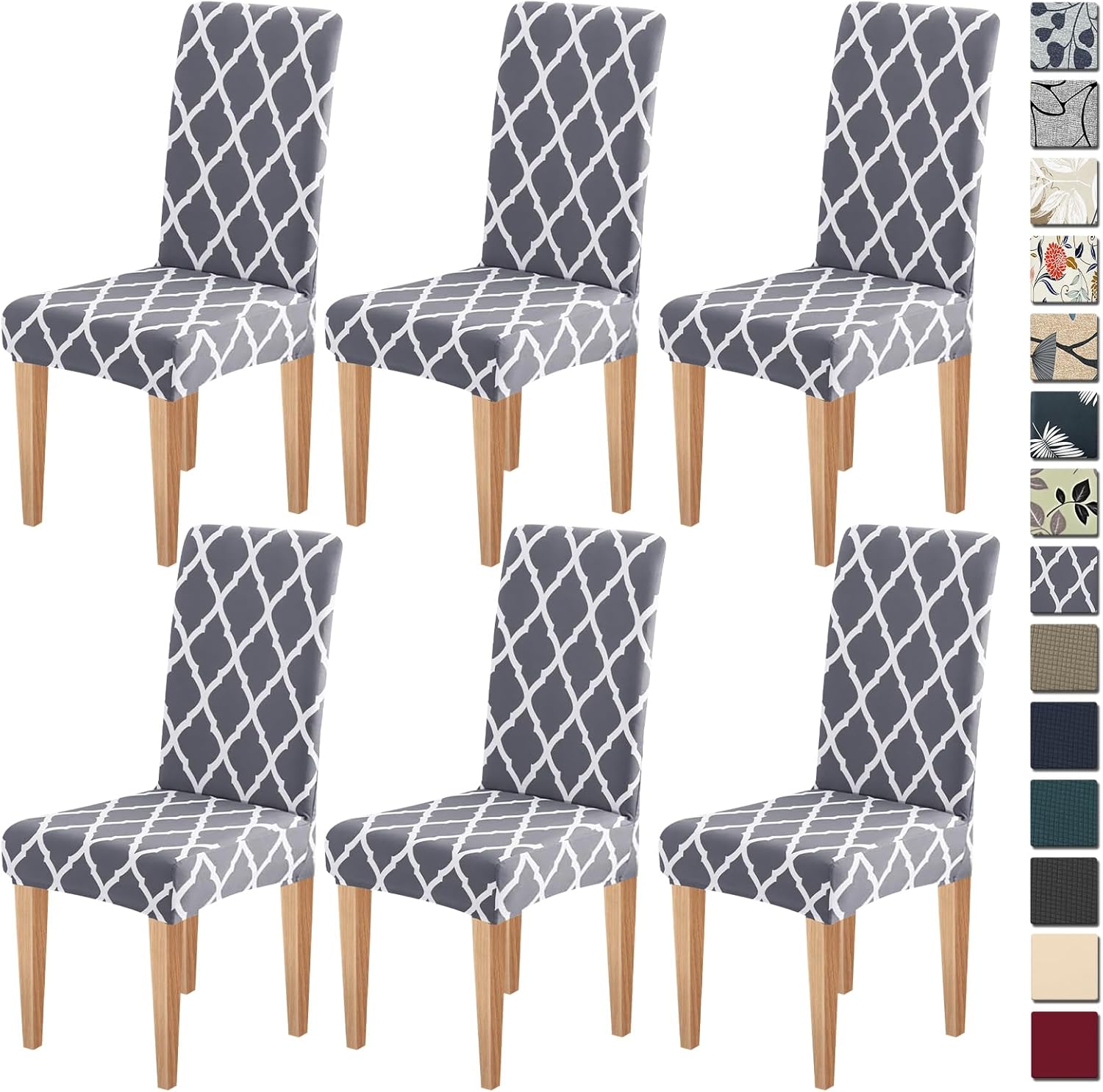 Dioxide High Stretch Chair Covers for Dining Chairs, Washable Dining Chair Covers Set of 6, Soft Kitchen Chairs Seat Covers, Parsons Chair Slipcovers Protectors for Home Hotel Restaurant Banquet